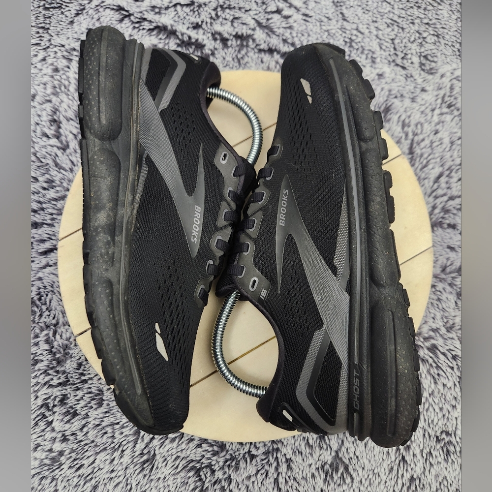 Brooks Ghost 15 Women's Size 8 Triple Black Athletic Running Sneakers Shoes - Picture 6 of 9